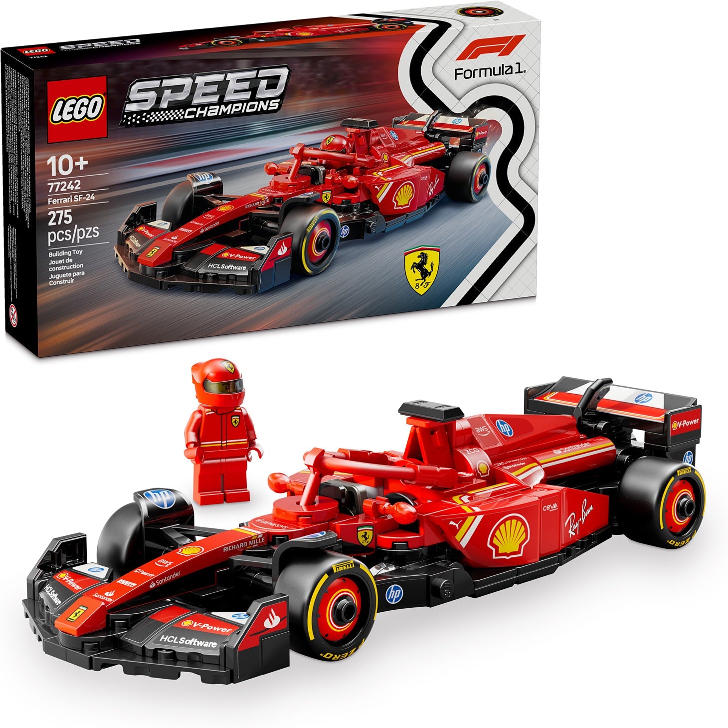 ミニカー FRICTION MOTOR WITH ROARING Ferrari F-1 LEGO SPEED CHAMPIONS Formula 1 Ferrari SF-24 – Cheeky Monkey Toys