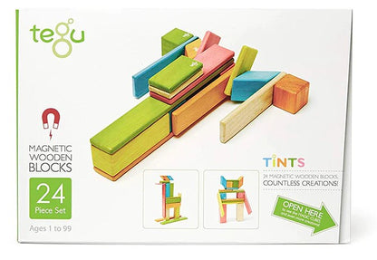 Tegu Magnetic Wooden Blocks Classics 24 Piece Set - Tints