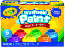 Crayola Washable Kids Paint, 6 Count Classic Colors