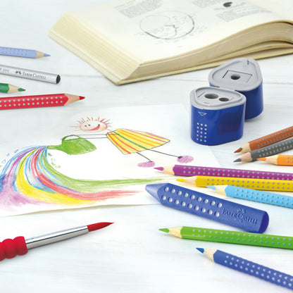 Single GRIP Trio Pencil Sharpener (Carded, blue or red)