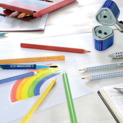 Single GRIP Trio Pencil Sharpener (Carded, blue or red)