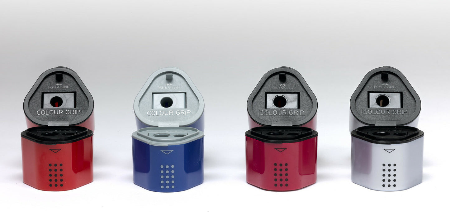 Single GRIP Trio Pencil Sharpener (Carded, blue or red)