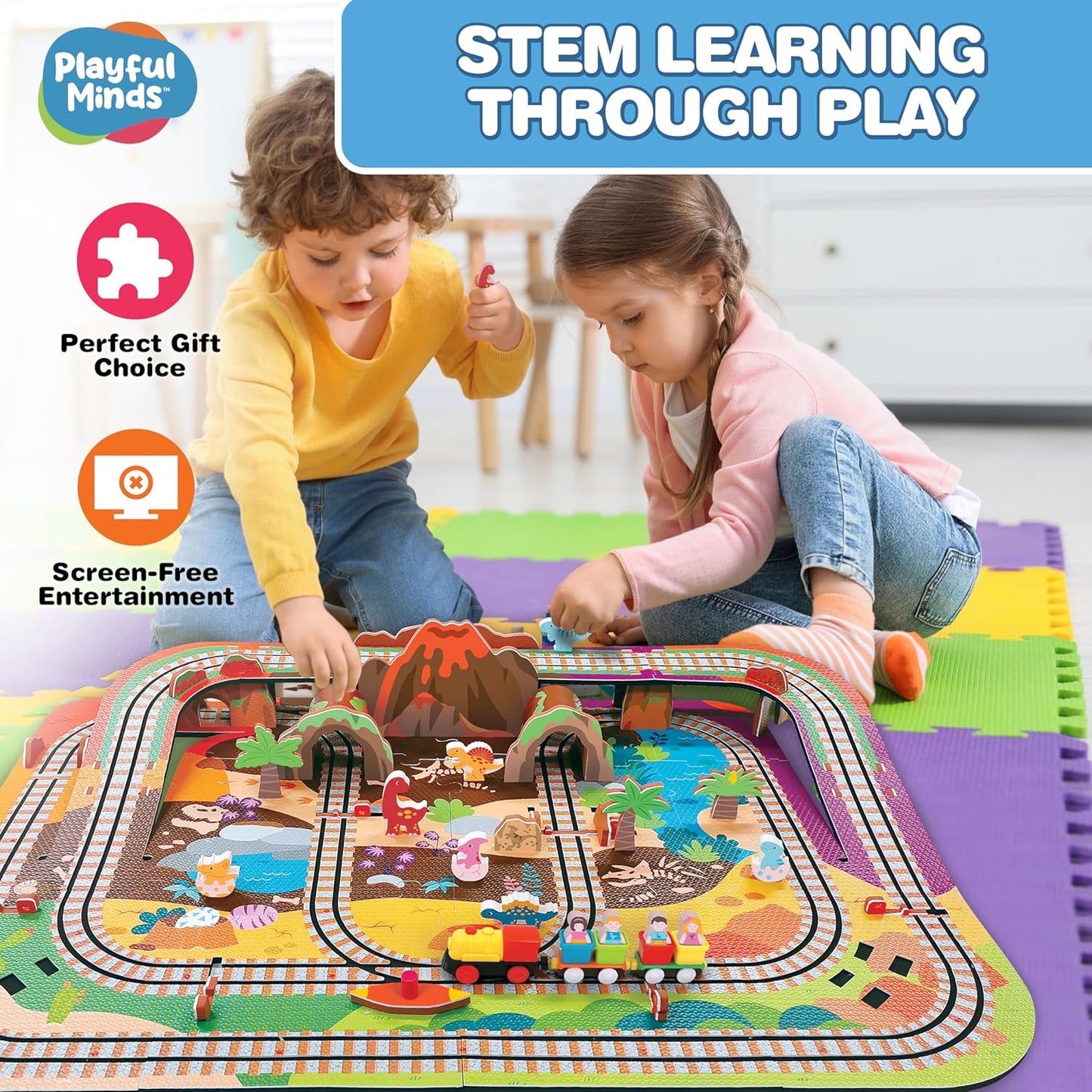 Dino Park Deluxe Train Puzzle Playset