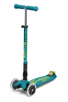 Foldable Petrol Green LED Maxi Deluxe Scooter