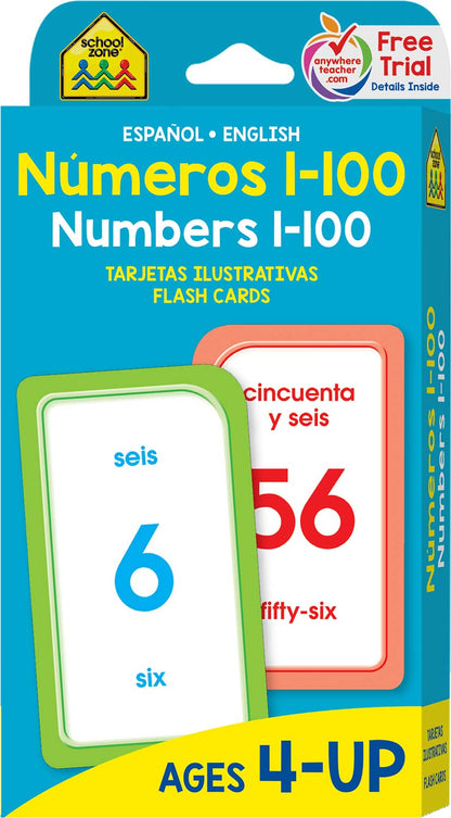 Bilingual Numbers 1-100 Flash Cards