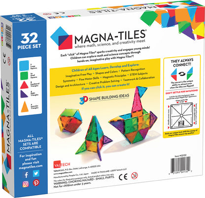 Magna-Tiles® Clear Colors 32 Piece Set
