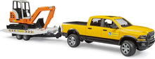 Bruder RAM Rental Service Truck with Mini Excavator