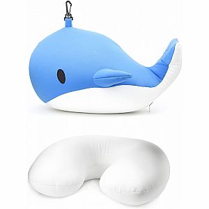 Whale Zip & Flip Travel Pillow 